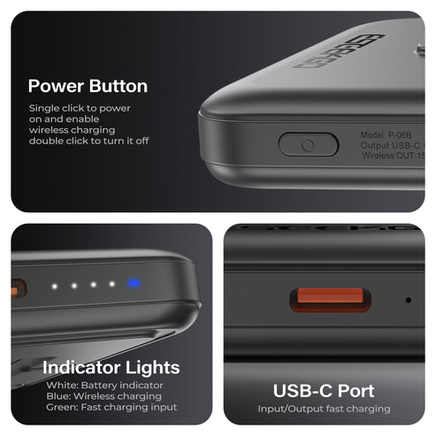 ESEEKGO P-06B 5000mAh 3 in 1 (Phone, iWatch,Airpods) Magnetic Power Bank