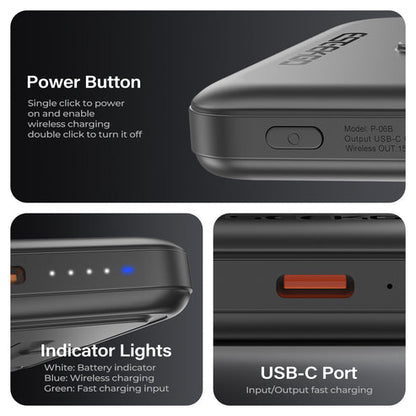 ESEEKGO P-06B 5000mAh 3 in 1 (Phone, iWatch,Airpods) Magnetic Power Bank