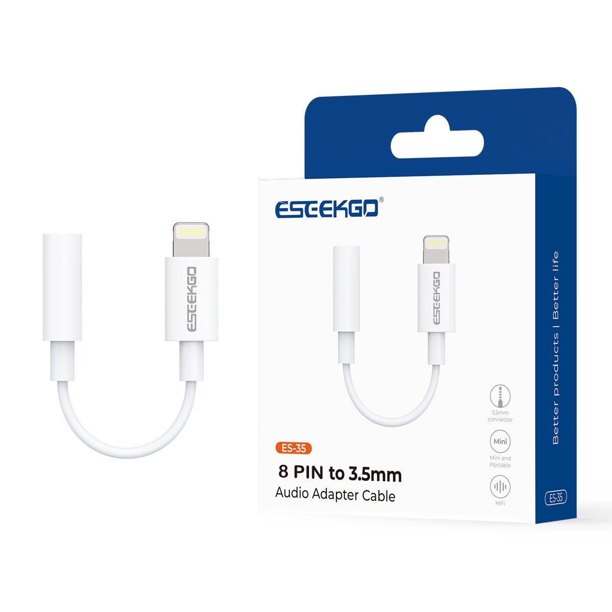 ESEEKGO ES-35 8 PIN To 3.5MM Audio Adapter Cable
