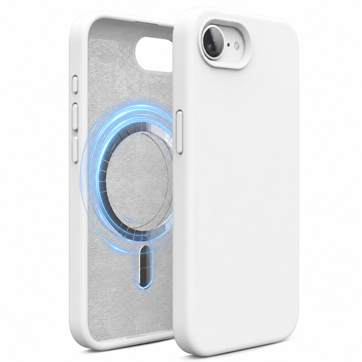 White Soft Magnetic Silicone Case for iPhone 17e / 16e