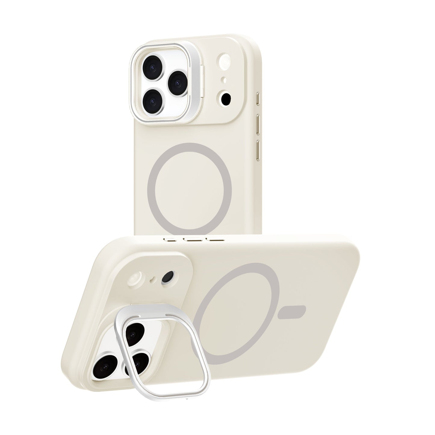 Off-White Silicone Camera Kickstand with Magnetic Compatibility for iPhone 17 Air with package