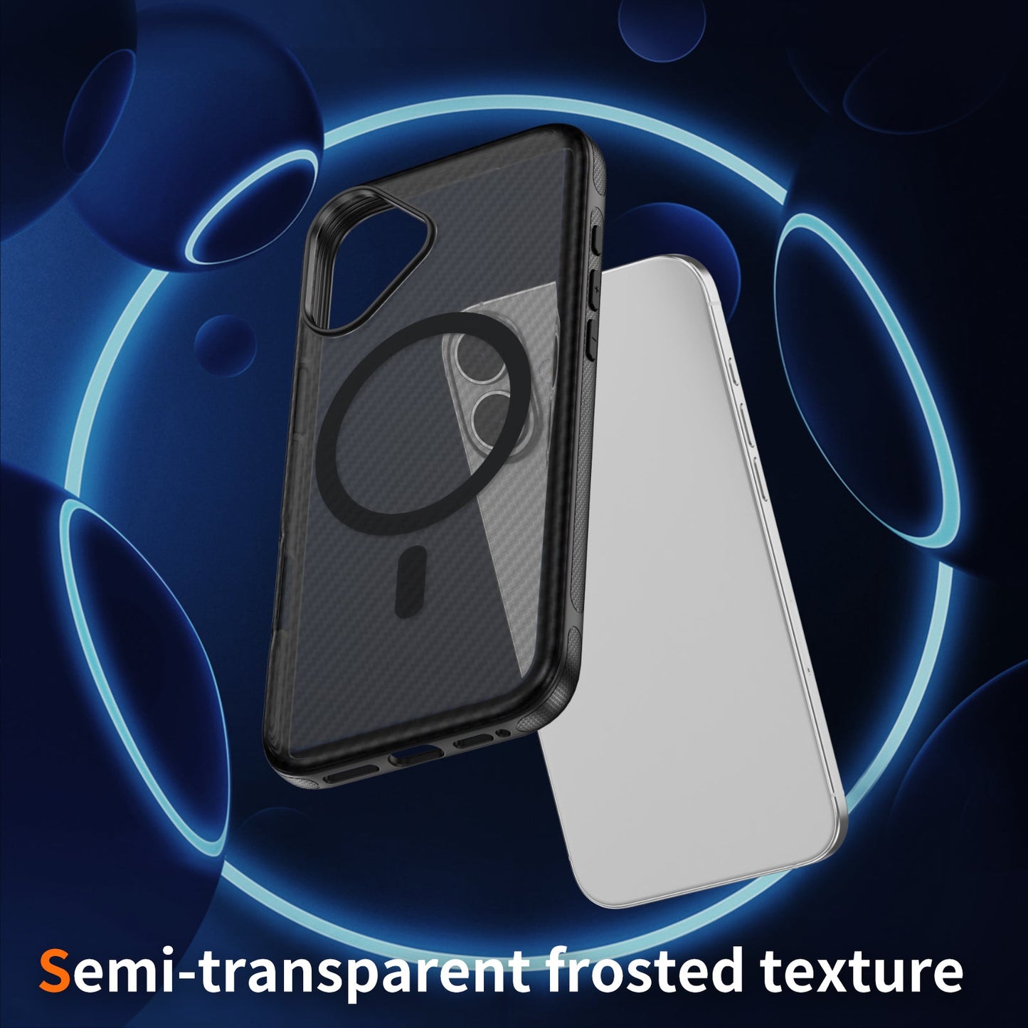 Black Magnetic Hard Shell Carbon Fiber Case for iPhone 17 6.1