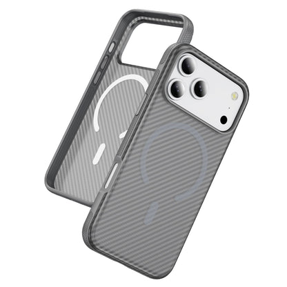 Light Gray Magnetic Hard Shell Carbon Fiber Case for iPhone 17 Pro