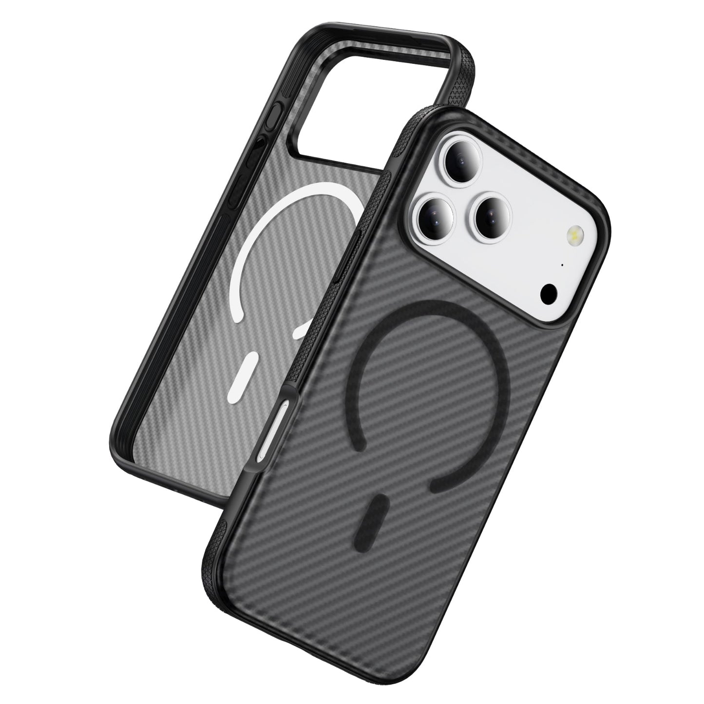 Black Magnetic Hard Shell Carbon Fiber Case for iPhone 17 Pro Max