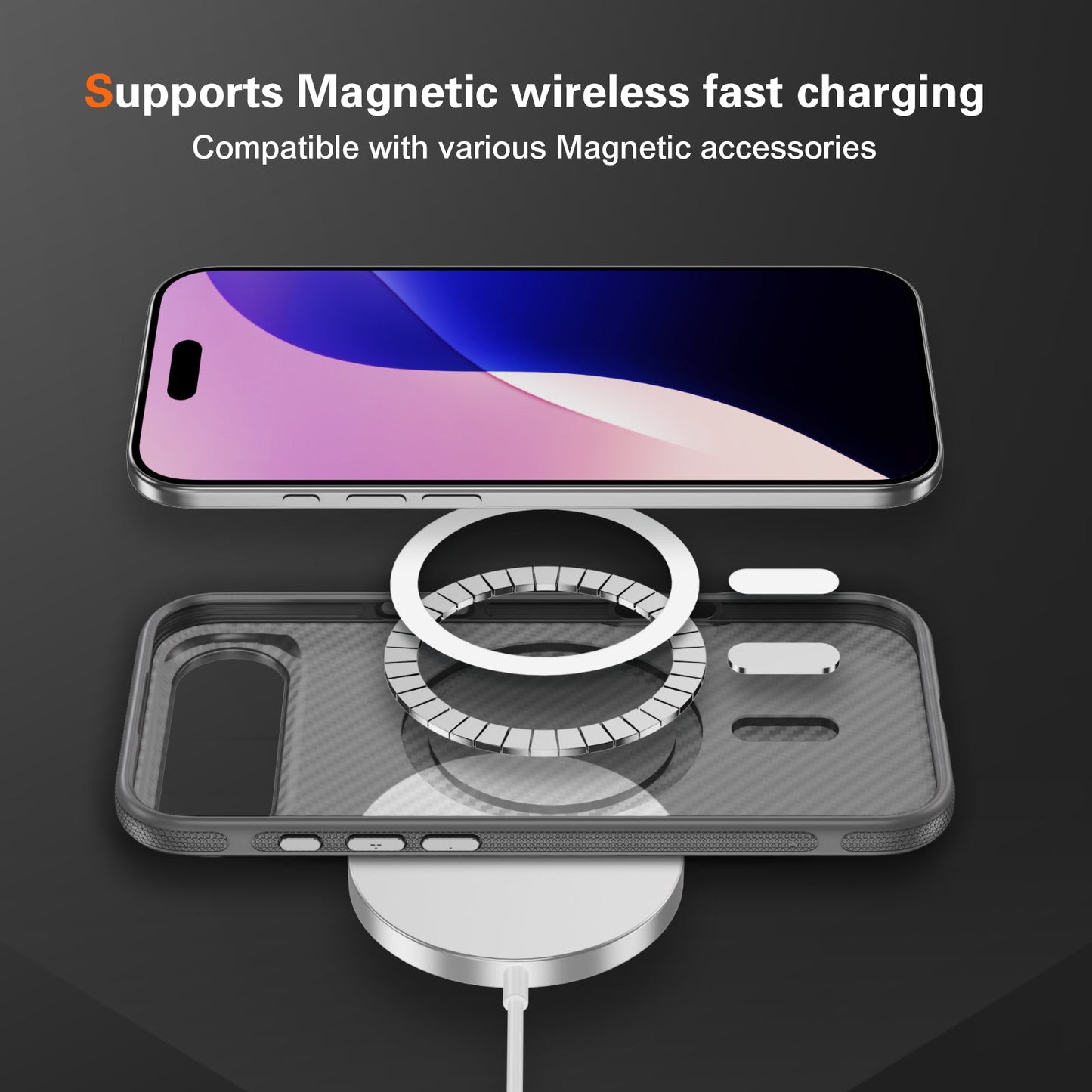 Light Gray Magnetic Hard Shell Carbon Fiber Case for iPhone 17 Air