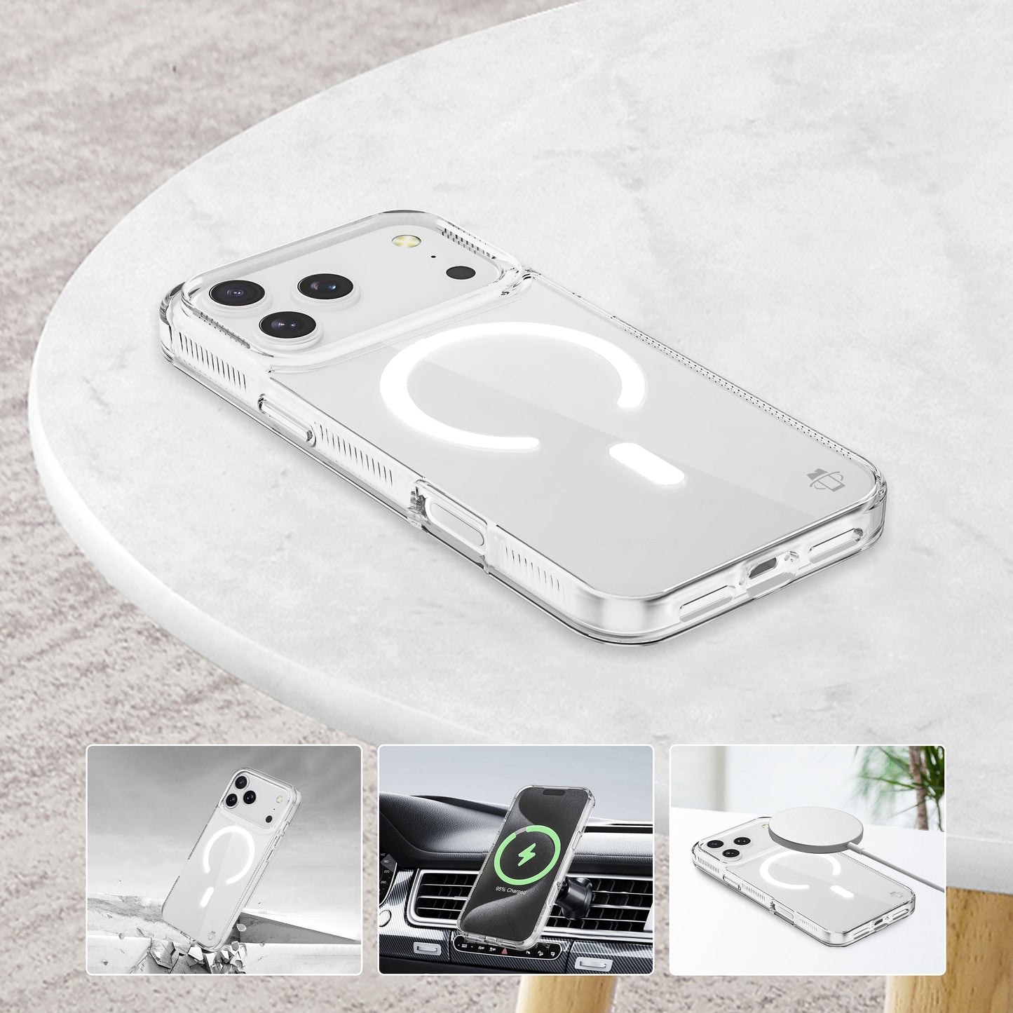 Clear Case with Magnetic Compatibility for iPhone 17 Air with package
