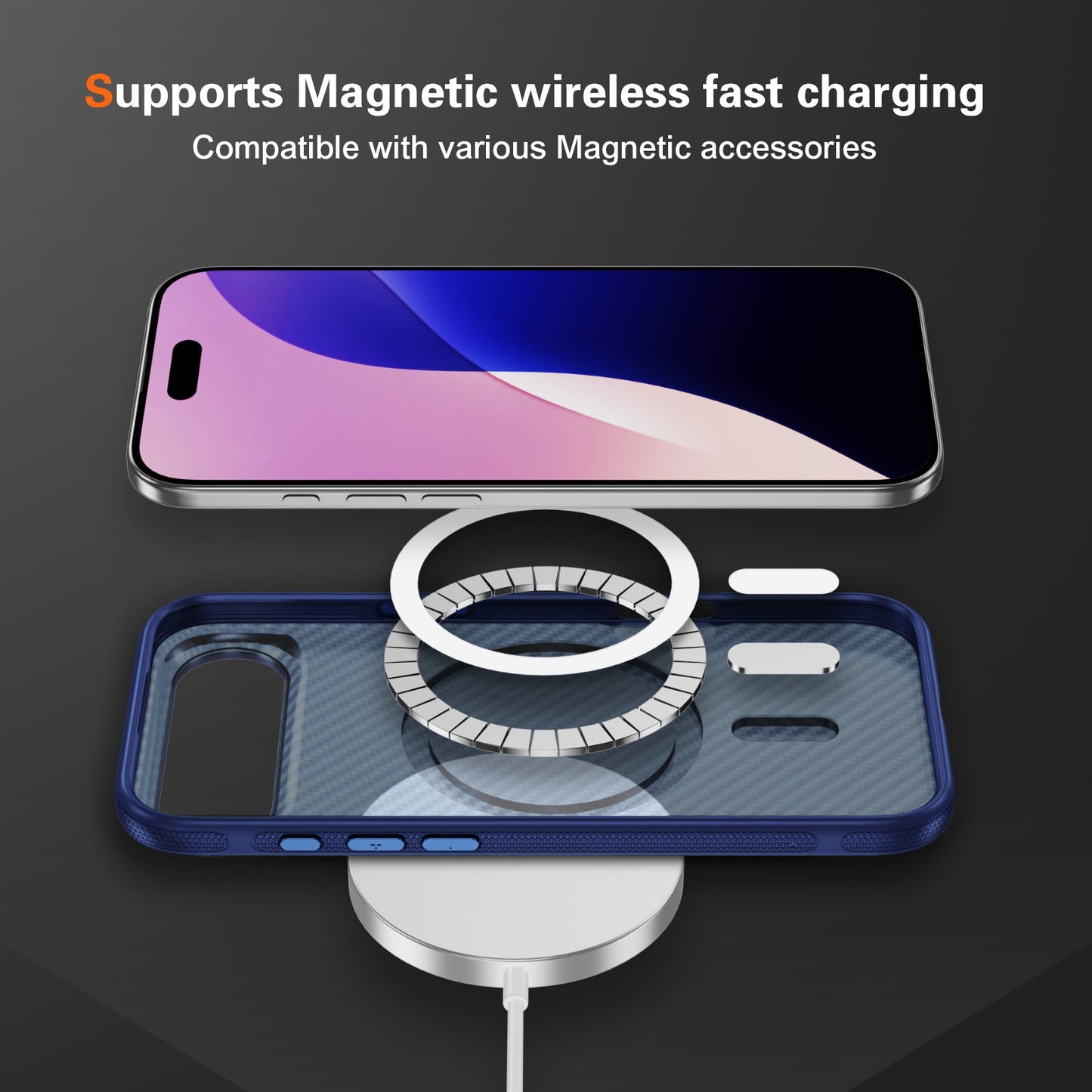 Blue Magnetic Hard Shell Carbon Fiber Case for iPhone 17 Air