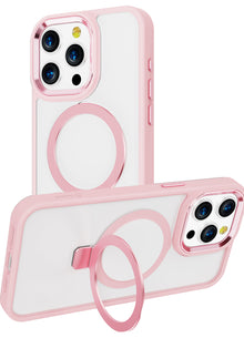 Clear Pink Frame Kickstand with Magnetic Compatibility for iPhone 14 Pro Max with package