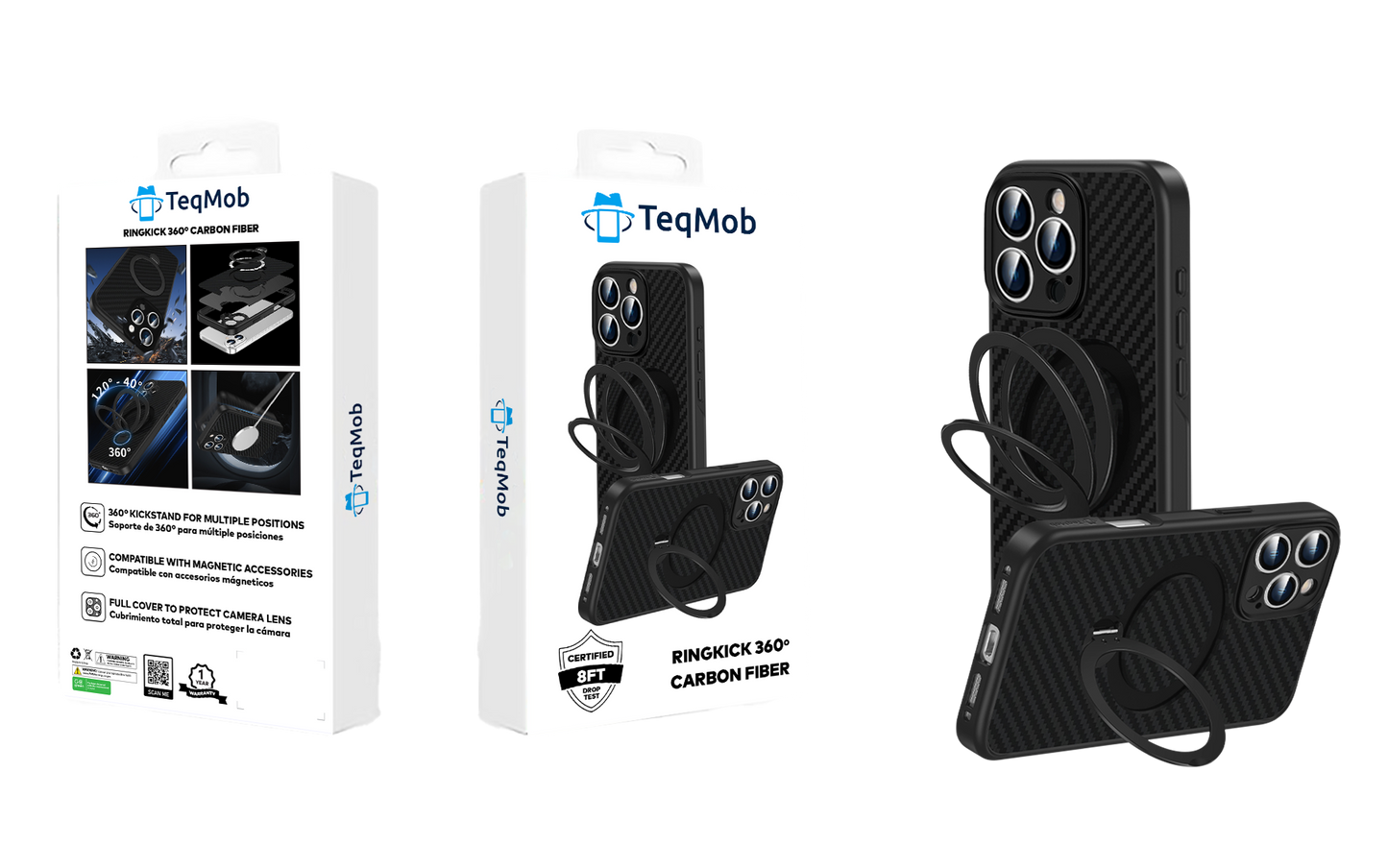 360 RINGKICK Carbon Fiber Case in Package for iPhone 11