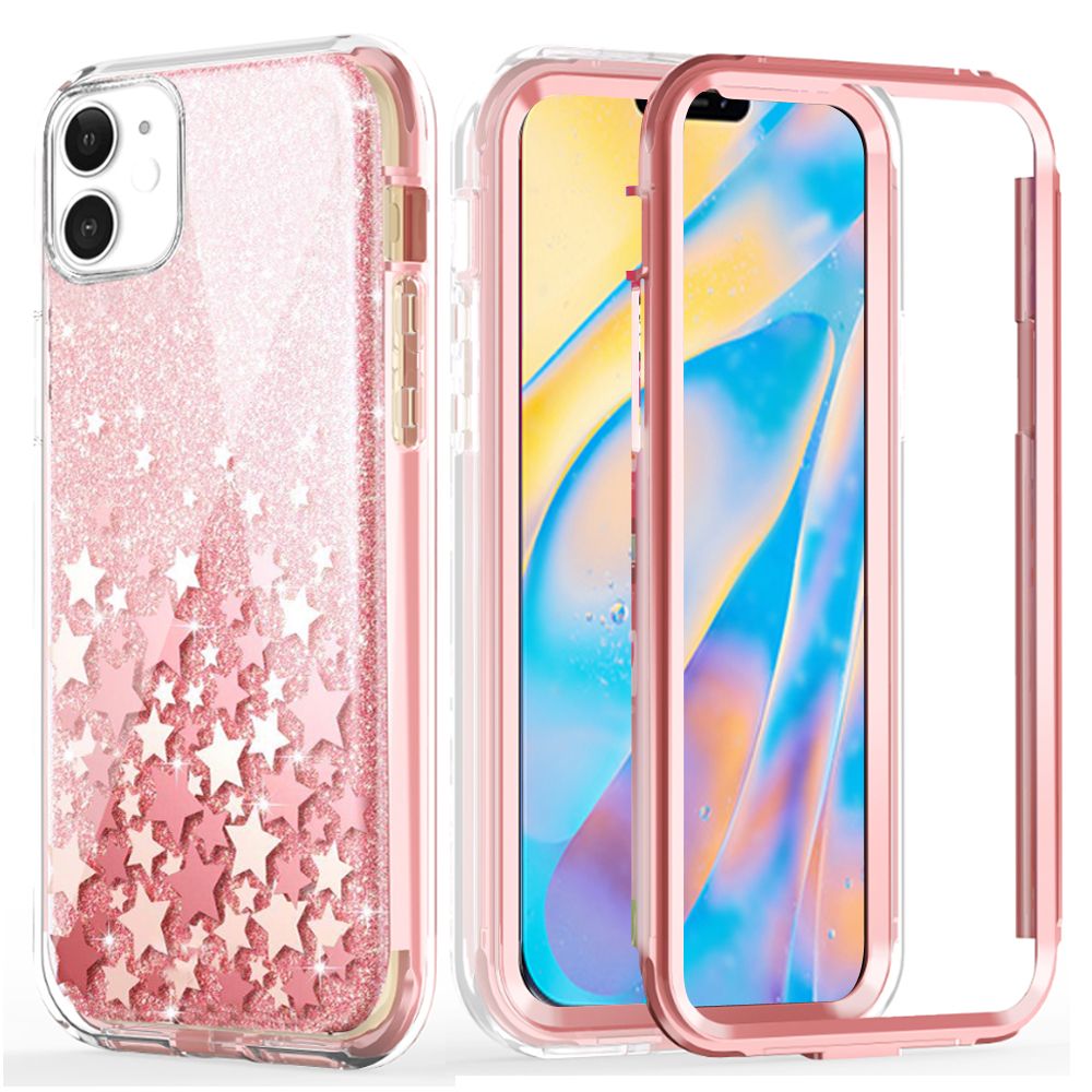 iPhone 12 Mini 5.4 Craze Fashion Design Case Cover - Rose Gold Stars