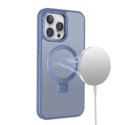 Blue Frosted Kickstand with Magnetic Compatibility for iPhone 15 Pro with package