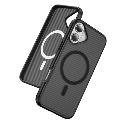 Black Magnetic Hard Shell Carbon Fiber Case for iPhone 17 6.1