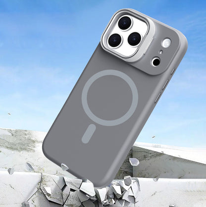Gray Silicone Camera Kickstand with Magnetic Compatibility for iPhone 17 6.1 with package