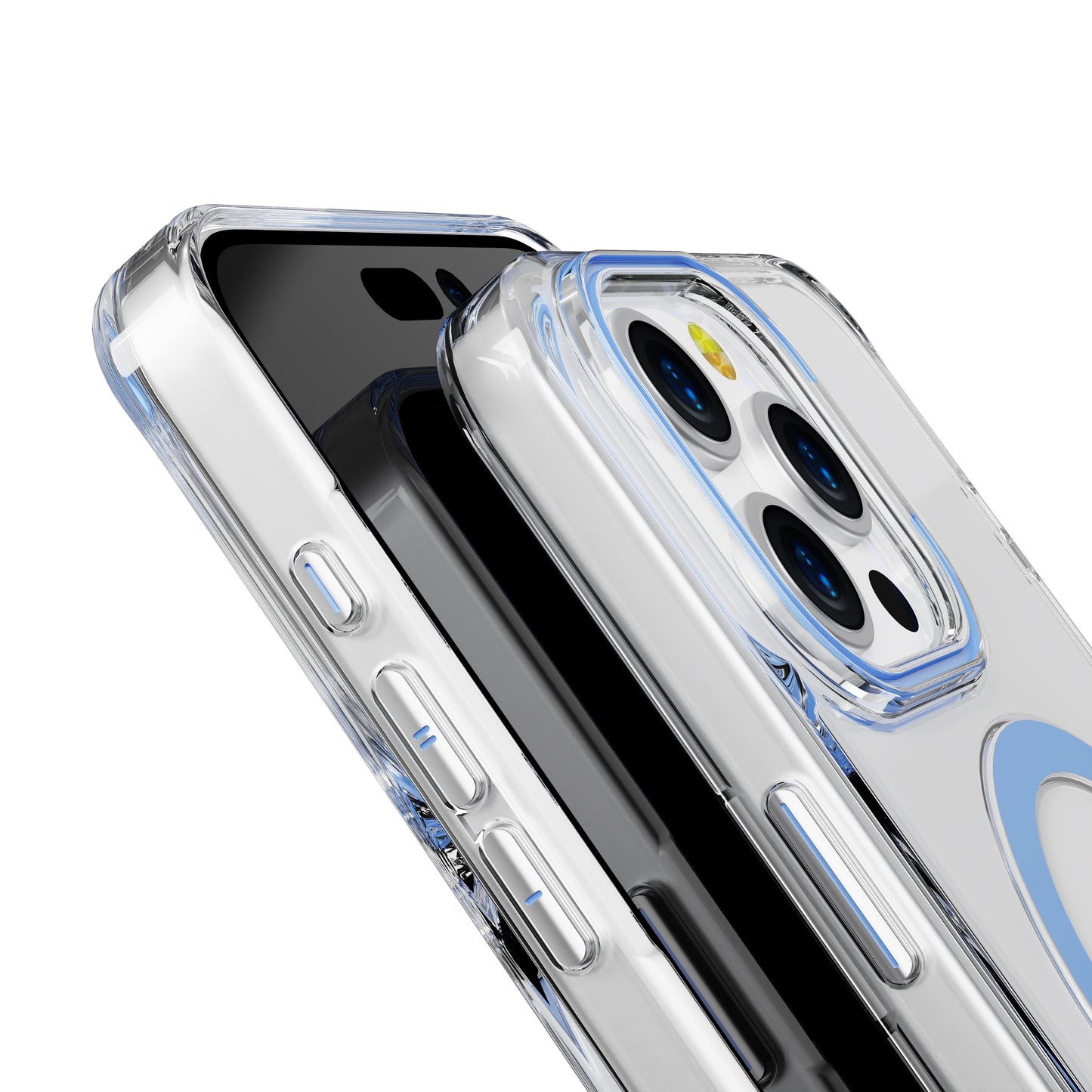 Light Blue Pure Clear Magnetic Case for iPhone 13 Pro Max