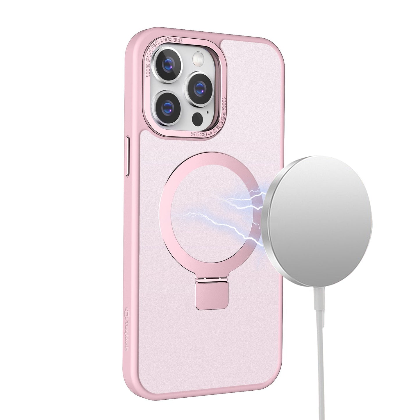 Pink Frosted Kickstand with Magnetic Compatibility in Package for iPhone 16 Pro Max