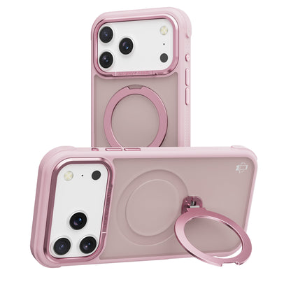 Pink Frosted Bumper with 360° Magnetic Kickstand for iPhone 17 Pro with package