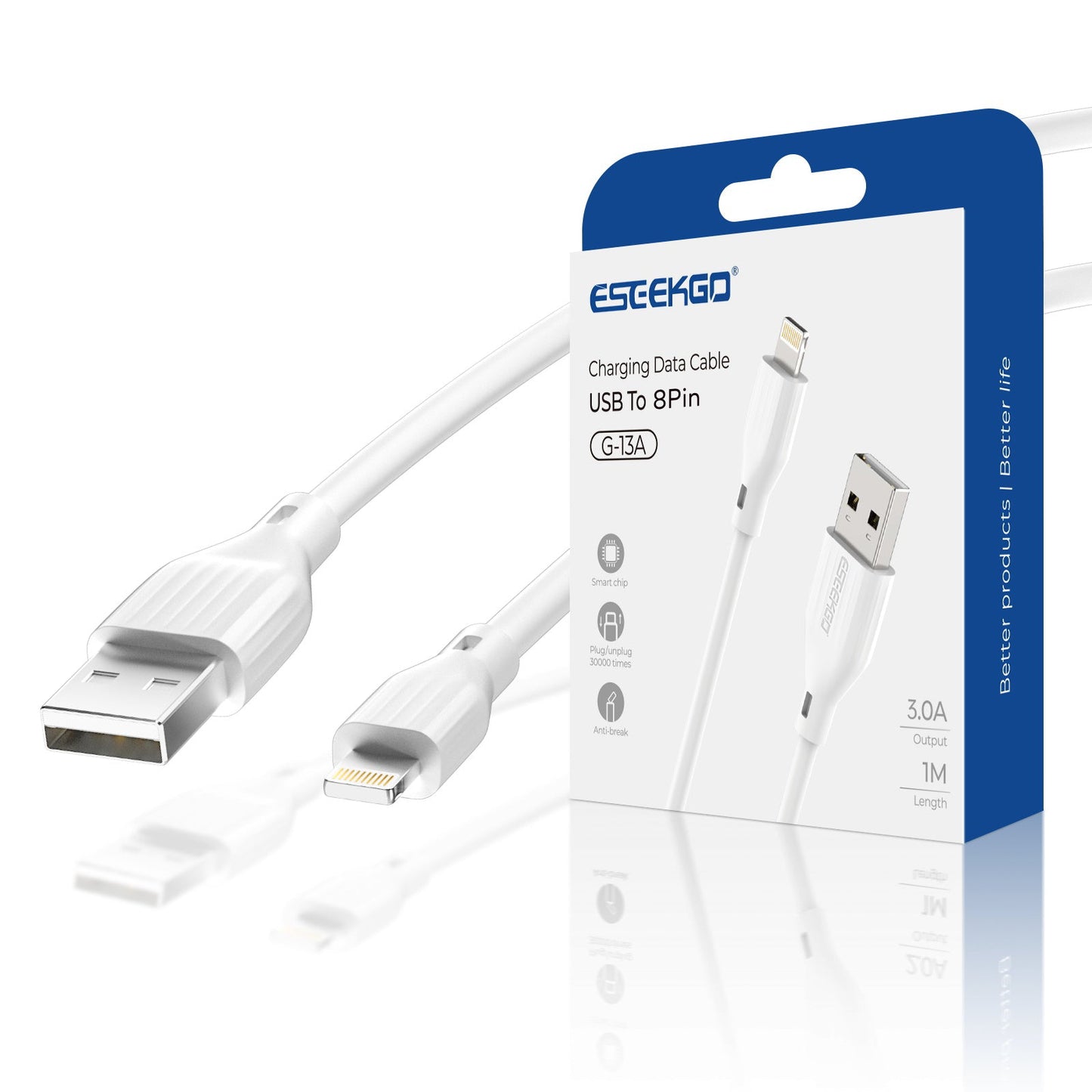 ESEEKGO G-13A 60W 3.0A 3.3FT USB to 8 PIN Data Cable