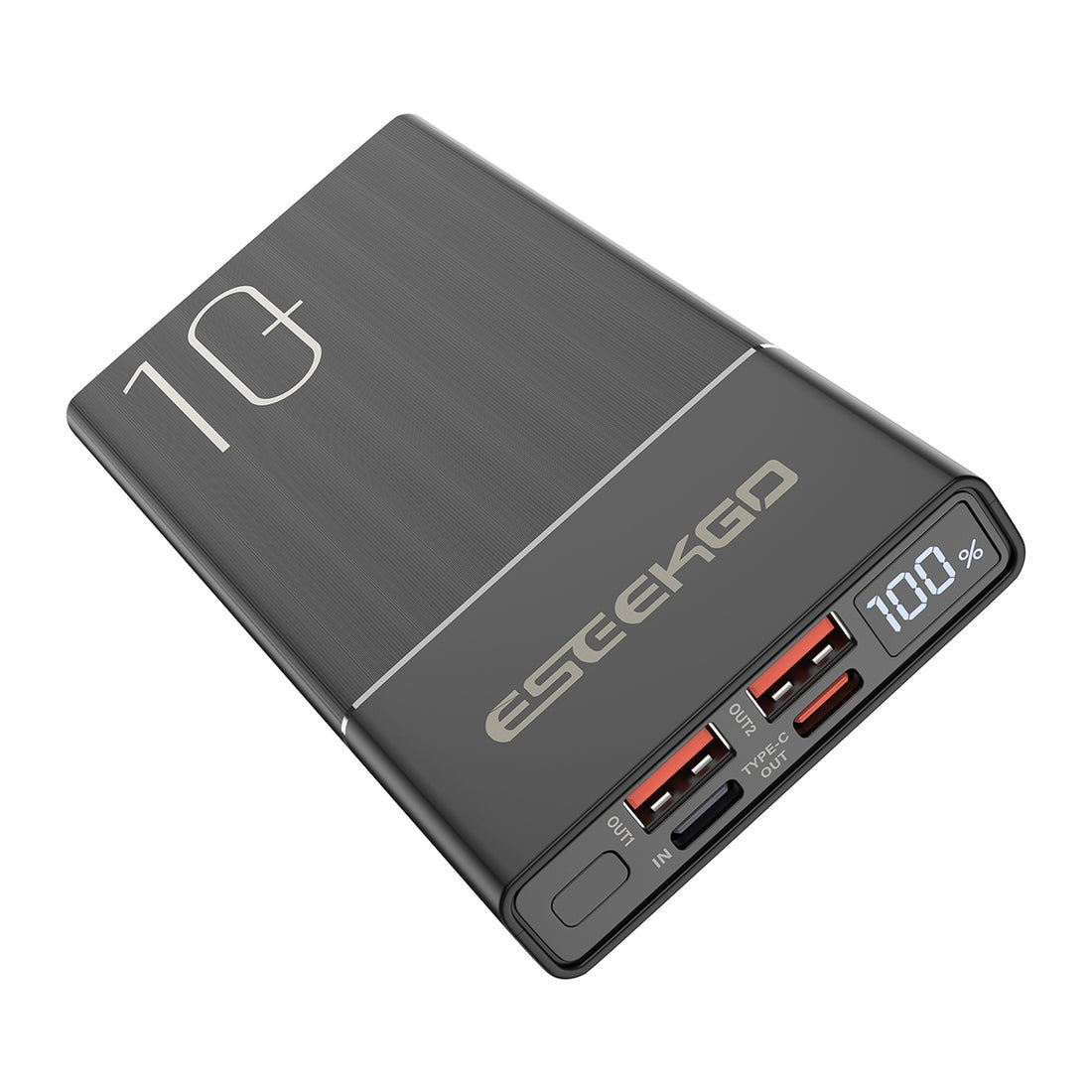 ESEEKGO P-10B 10000mAh Digital Display Power Bank USB-C To C Charging Cable