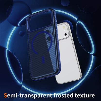 Blue Magnetic Hard Shell Carbon Fiber Case for iPhone 17 Pro