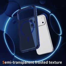 Blue Magnetic Hard Shell Carbon Fiber Case for iPhone 17 Pro Max