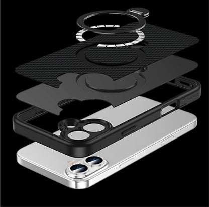 360 RINGKICK Carbon Fiber Case in Package for iPhone 16 Plus 6.7