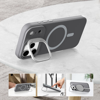 Gray Silicone Camera Kickstand with Magnetic Compatibility for iPhone 17 Pro Max with package
