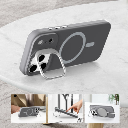 Gray Silicone Camera Kickstand with Magnetic Compatibility for iPhone 17 Pro with package