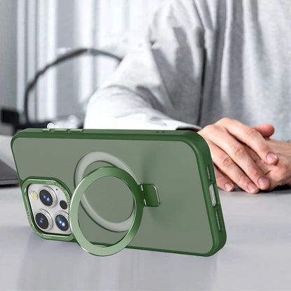 Green Frosted Kickstand with Magnetic Compatibility in Package for iPhone 16 Pro Max