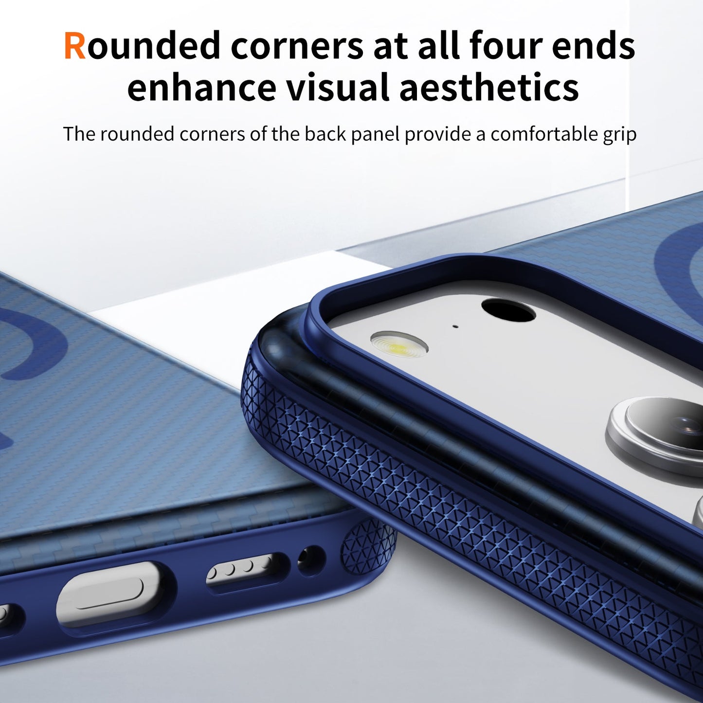 Blue Magnetic Hard Shell Carbon Fiber Case for iPhone 17 Pro