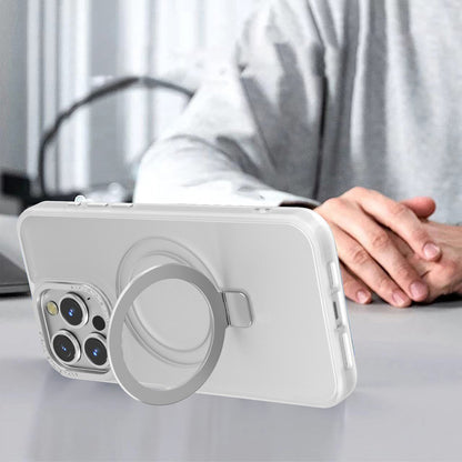 White Frosted Kickstand with Magnetic Compatibility for iPhone 15 Plus / 14 Plus with package