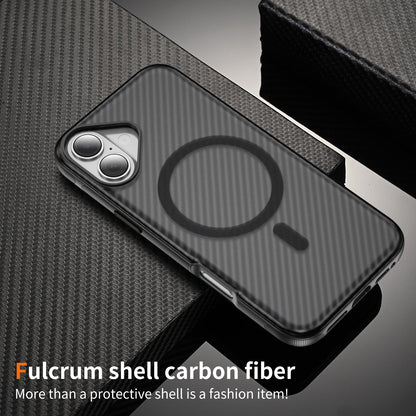 Black Magnetic Hard Shell Carbon Fiber Case for iPhone 17 6.1