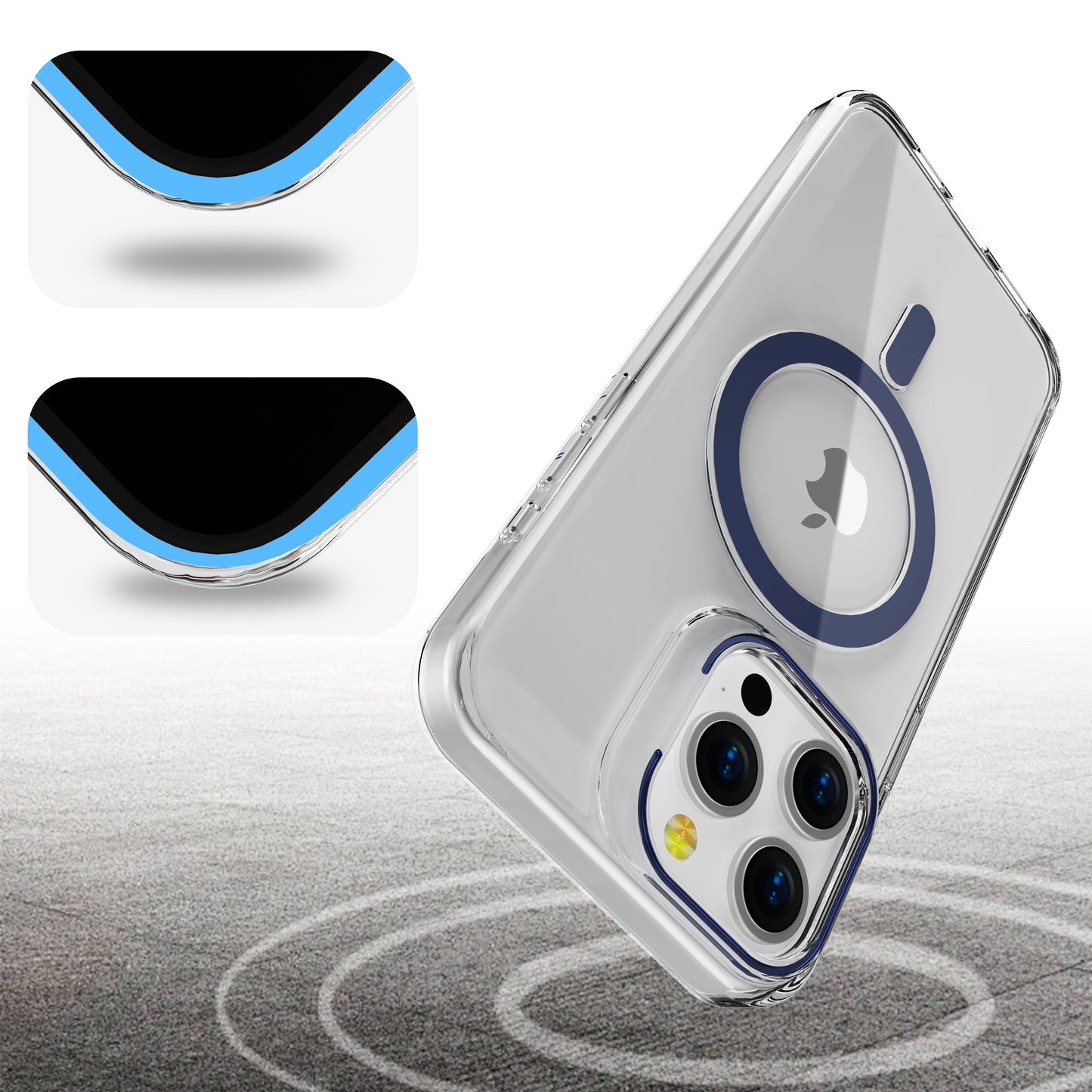 Navy Blue Pure Clear Magnetic Case for iPhone 12 Pro Max