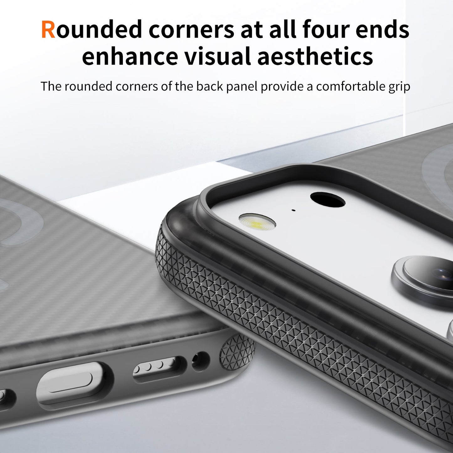 Light Gray Magnetic Hard Shell Carbon Fiber Case for iPhone 17 Pro
