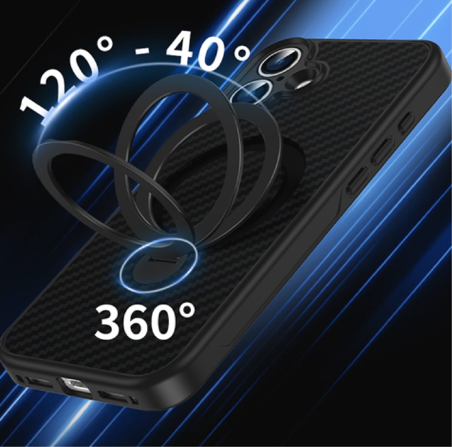 360 RINGKICK Carbon Fiber Case in Package for iPhone 16 Pro