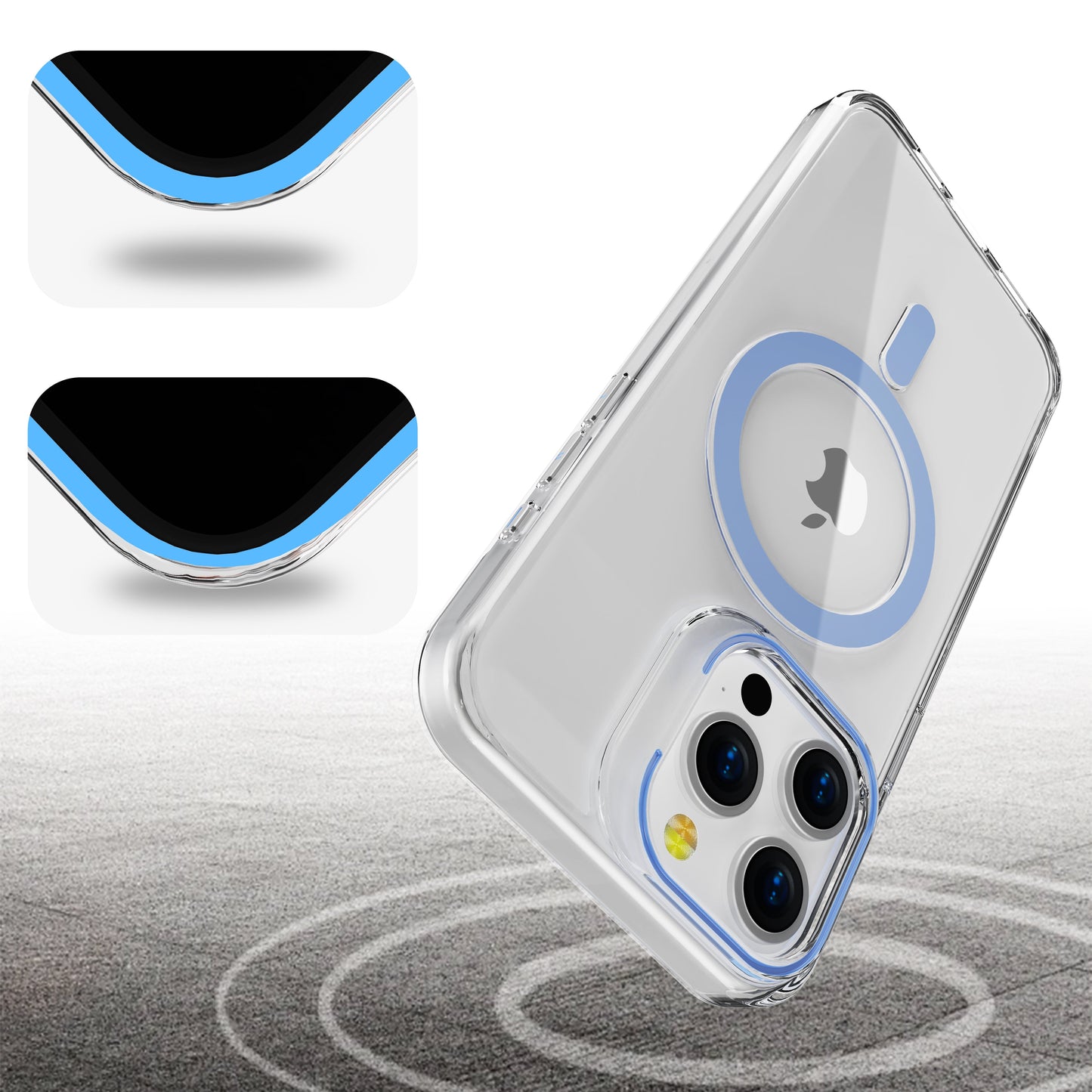 Light Blue Pure Clear Magnetic Case for iPhone 14 Pro Max