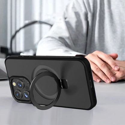 Black Frosted Kickstand with Magnetic Compatibility for iPhone 16e with package