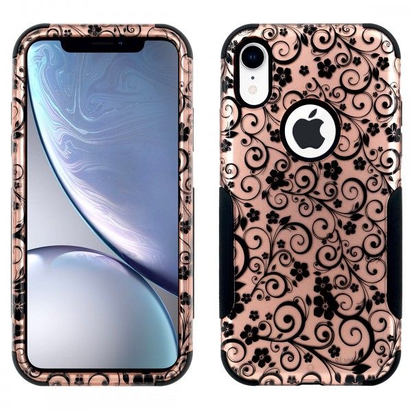 iPhone X/XS Aries Design Rose Gold Vines Black