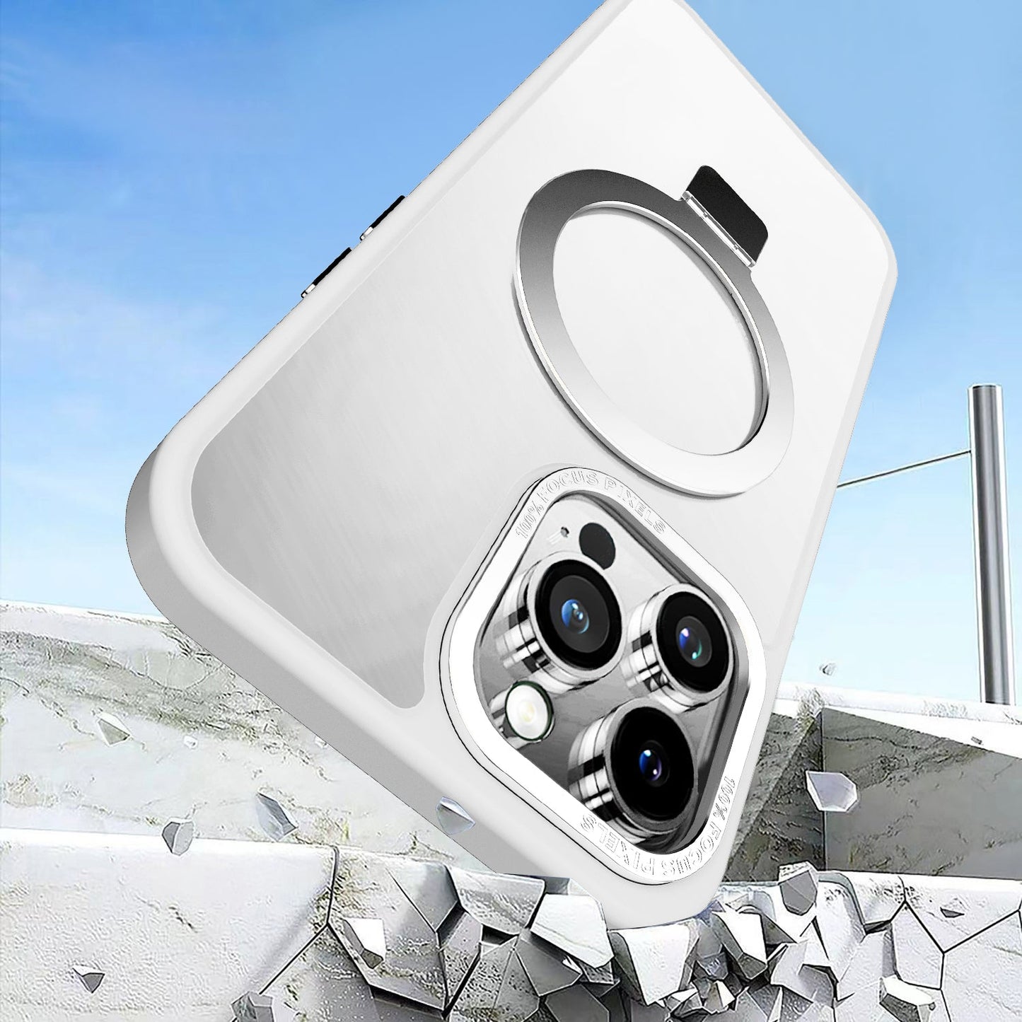 White Frosted Kickstand with Magnetic Compatibility for iPhone 13 Pro Max with package