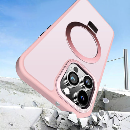 Pink Frosted Kickstand with Magnetic Compatibility in Package for iPhone 16 Pro Max