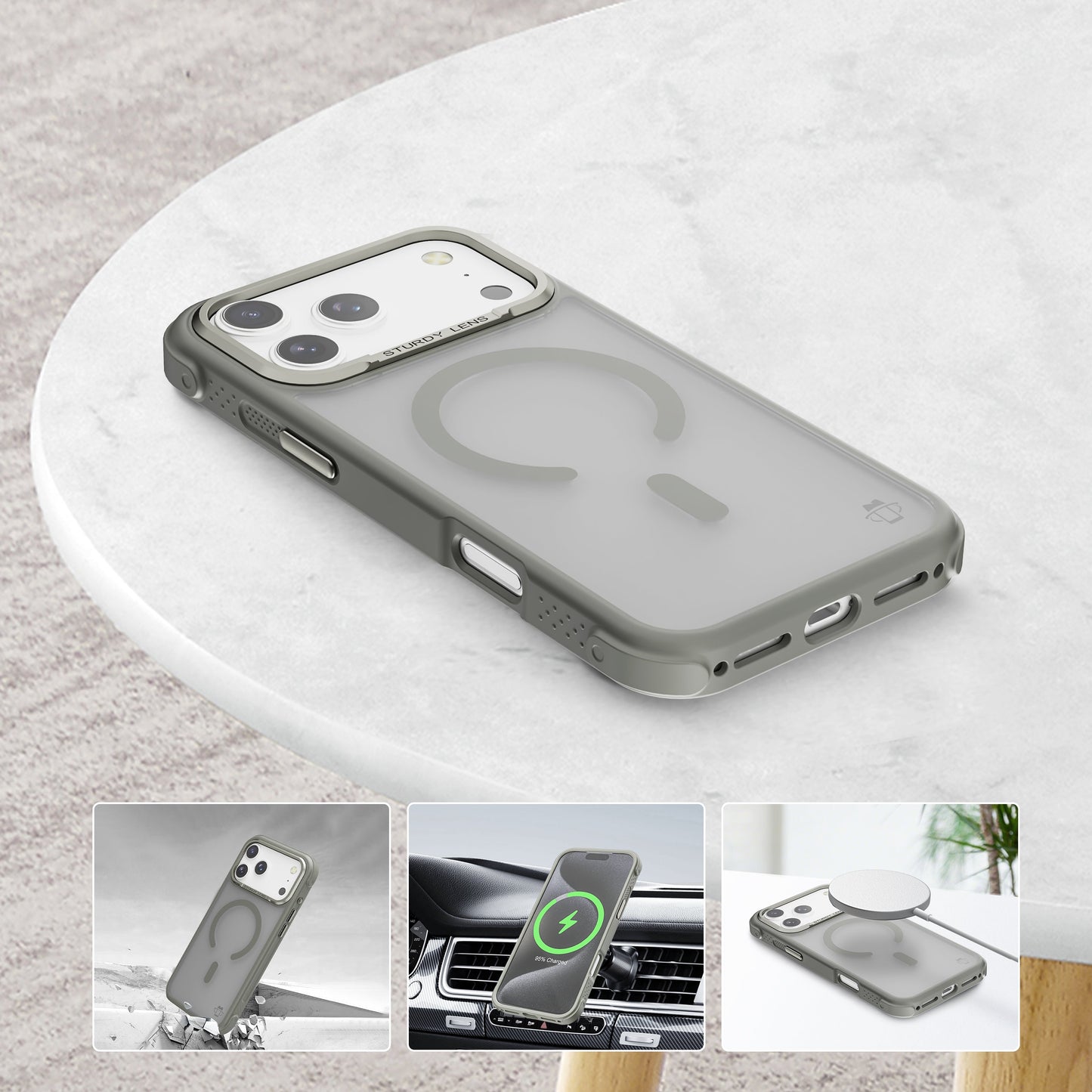 Gray Smoked Bumper with Magnetic Compatibility for iPhone 17 6.1 with package