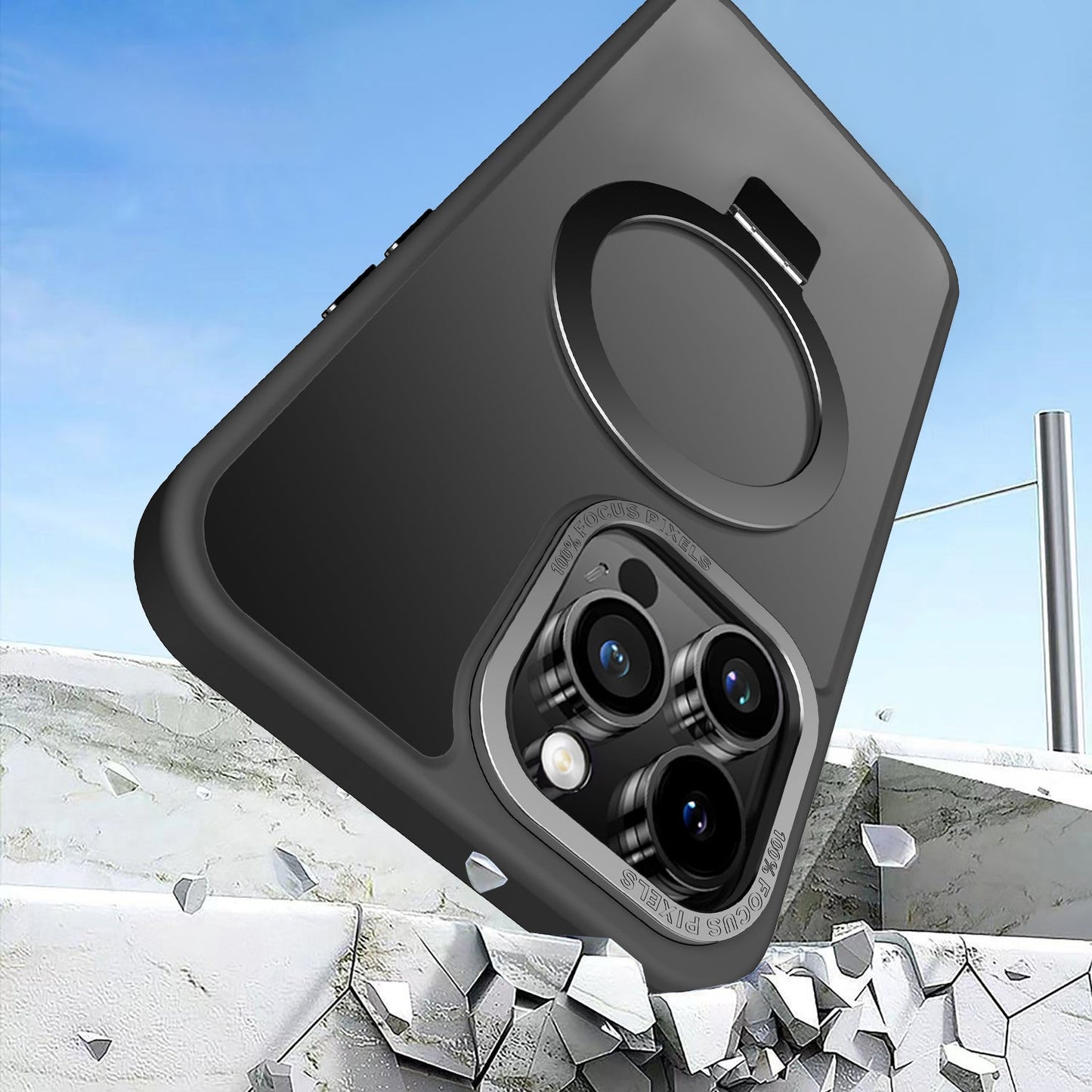 Black Frosted Kickstand with Magnetic Compatibility for iPhone 12 Pro / 12 6.1 with package