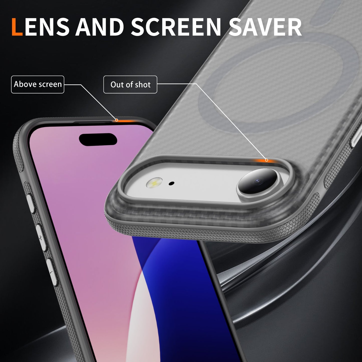 Light Gray Magnetic Hard Shell Carbon Fiber Case for iPhone 17 Air