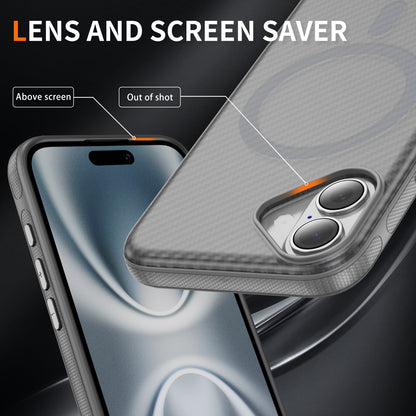 Light Gray Magnetic Hard Shell Carbon Fiber Case for iPhone 17 6.1