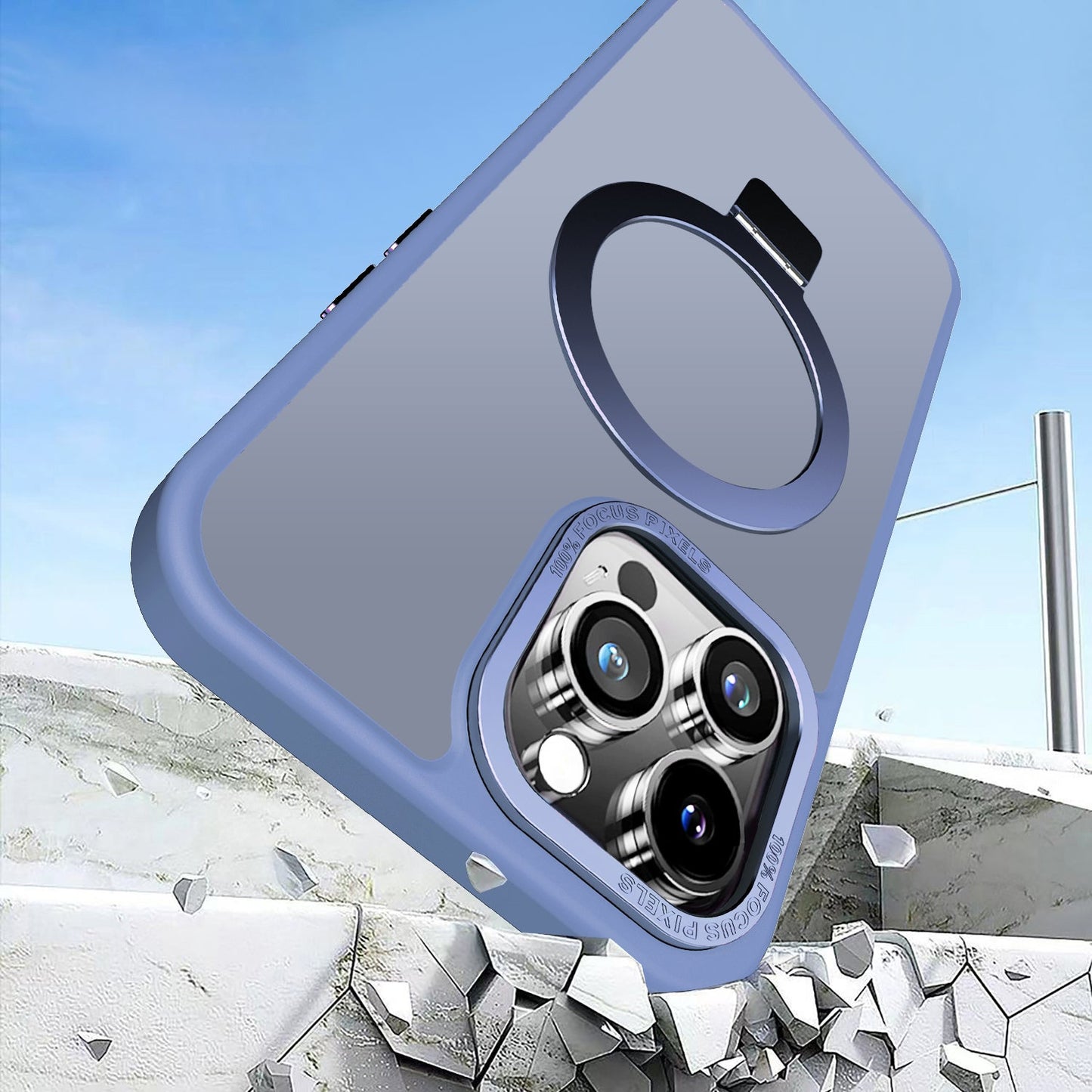 Blue Frosted Kickstand with Magnetic Compatibility for iPhone 12 Pro / 12 6.1 with package