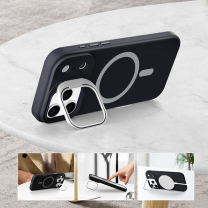 Black Silicone Camera Kickstand with Magnetic Compatibility for iPhone 17 6.1 with package
