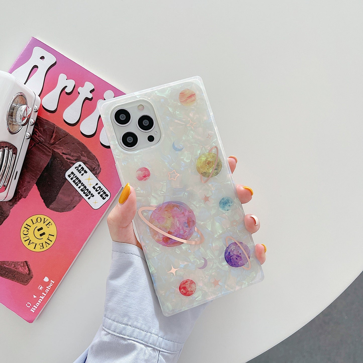 Square Case Pink Planet Design for iPhone 13 Pro