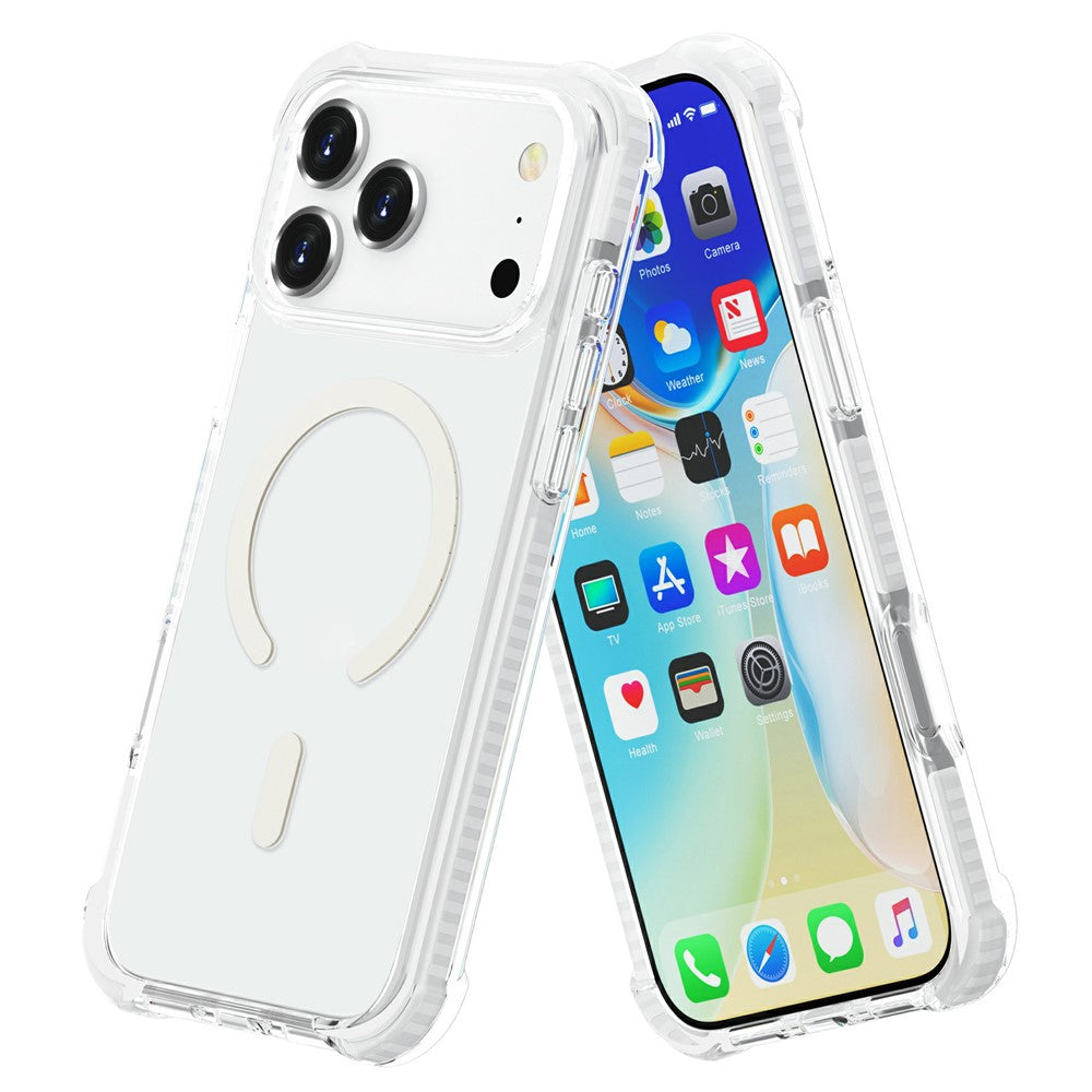 White Magnetic Compatible TPU Bumper Ultra Clear Back Shockproof for iPhone 17 Pro