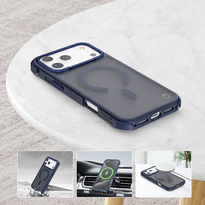 Navy Blue Smoked Bumper with Magnetic Compatibility for iPhone 17 Pro Max with package