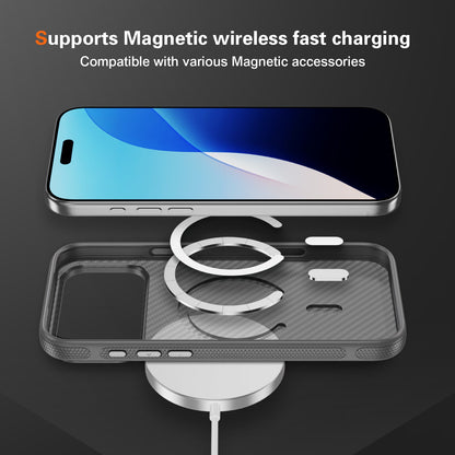 Light Gray Magnetic Hard Shell Carbon Fiber Case for iPhone 17 Pro