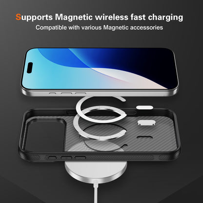 Black Magnetic Hard Shell Carbon Fiber Case for iPhone 17 Pro Max